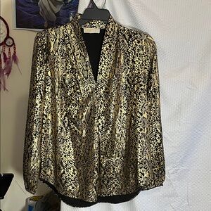Michael Kors Gold and Black Blouse